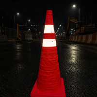 Cône de signalisation pliable de 70 cm en PP durable avec bande réfléchissante haute visibilité pour la sécurité routière - Vente en gros