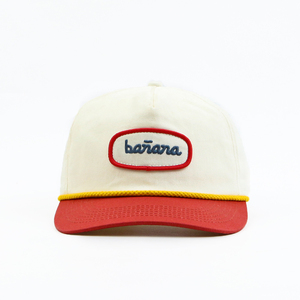 Hai tone bông không có cấu trúc <span class=keywords><strong>5</strong></span> Bảng điều chỉnh mũ đường cong vành mũ bóng chày tùy chỉnh thêu vá Logo dây CHA mũ - Product Image 4