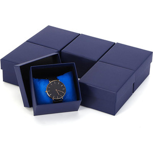 <span class=keywords><strong>B718</strong></span> azul marino cartón reloj Cajas de Regalo con almohada papel joyería cuadrado hombres mujeres Navidad cumpleaños reloj caja organizador - Product Image 1