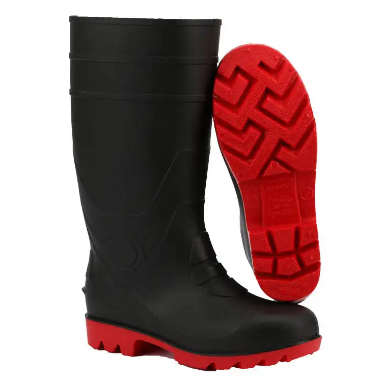 Botas de lluvia de goma impermeables para exteriores, con punta de acero, de pvc, antideslizantes, unisex, para la industria