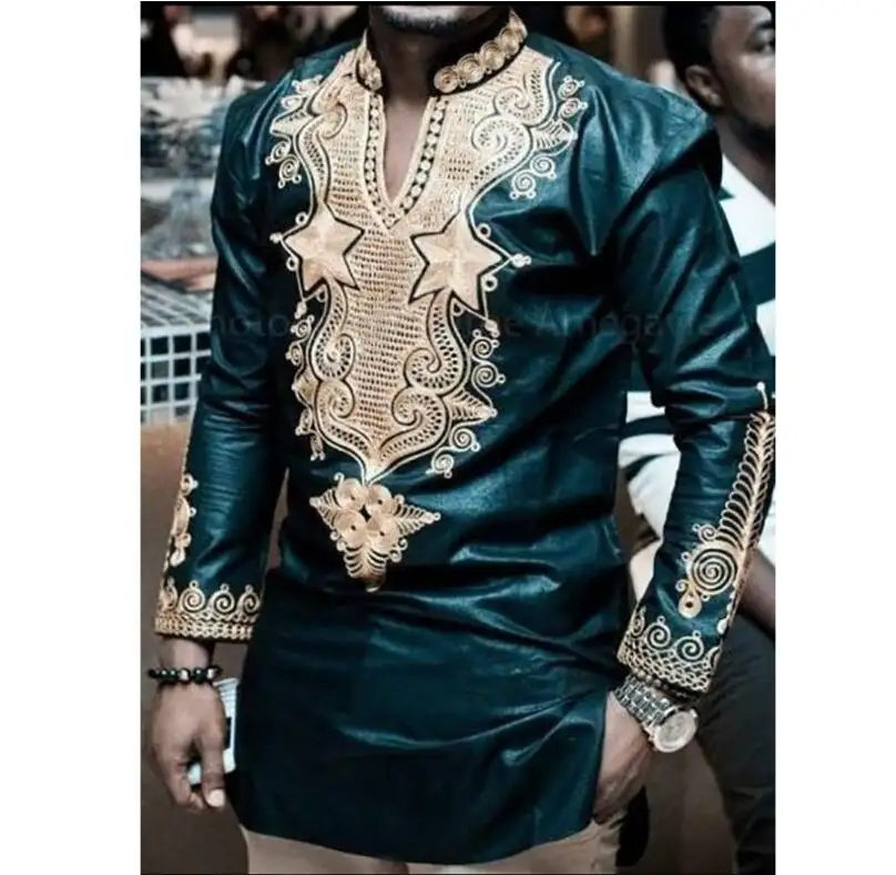 2023 Großhandels preis Männer afrikanischen Druck Tops T-Shirt homme Afrika Dashiki Kleidung lässig Langarm T-Shirts für Männer Y12331