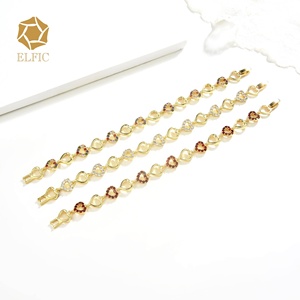 エルフィック 18K金メッキ ハートチャーム ジルコン トレンディブレスレット レディース - Product Image 4