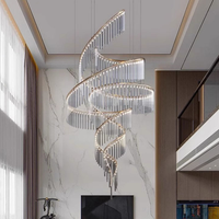 Grand projet de décoration intérieure personnalisé Long lustre en verre Hall d'hôtel Villa Escalier Grand lustre LED suspendu