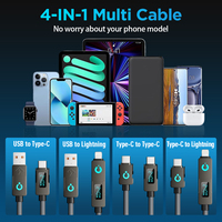 Câble de données 4 en 1 en alliage de zinc à charge rapide 240W, câble de transfert de données USB personnalisé, type C pour téléphone