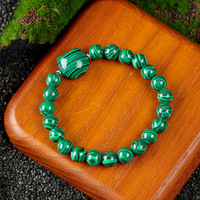 Nouveau Design Gemstone Cat Head Beads 8MM Syn.Malachite Stone Bracelet Luck Vacation Bracelet Unisex Custom Witchcraft Party Gift