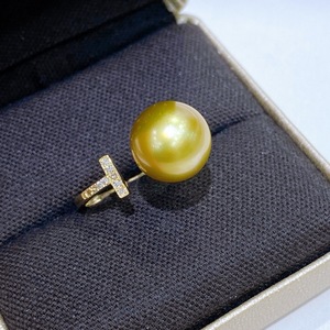 Bague en argent pur 925 de qualité supérieure, perle naturelle ronde de 11-12 mm, or thé, bijoux fins, vente en gros du fabricant - Product Image 4