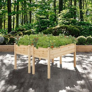 Yaheetech Modern Raised <b>Garden</b> Bed 48x24x30in Fir <b>Wood</b> -<b>Planter</b> Box Drainage Holes Weather Resistant Made in China Outdoor Use - Product Image 3