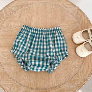 Completo Estivo a Quadri per <span class=keywords><strong>Bambini</strong></span>: Top con Maniche a Volant e Pantaloncini, Set di 2 Pezzi in Cotone - Product Image 6