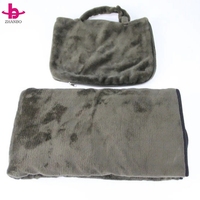 Ensemble coussin et couverture de voyage 2-en-1 pliable en tricot 100% polyester uni, toutes saisons, portable, anti-boulochage, pour voiture et avion