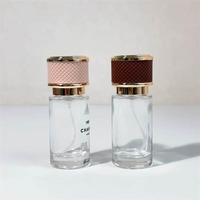 Botella de Perfume de Vidrio Transparente al por Mayor, Botella de Perfume Cilíndrica de 20 ml, Botella de Perfume Vacía con Pulverizador y Tapa de Cuero