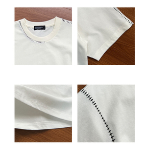 Camisetas Casuales de Diseño con Bordado de Punto Suelto, Camisetas Unisex de Algodón Grueso Vintage, Camisetas para Hombre, Fabricante Personalizado - Product Image 6