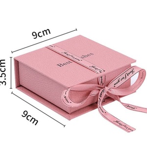 Custom Eco-friendly Square Pattern Small Jewelry <b>Box</b> Ribbon Decorated Necklace Ring <b>Gift</b> Packaging for Jewellery - Product Image 1