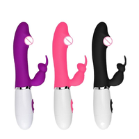2-in-1 Leistungsstarker Rabbit-Dildo-Vibrator für Erwachsene USB-Stromversorgung G-Punkt Echt Stoßender Vibrator für Frauen
