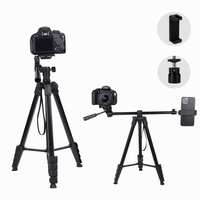 Tripod Perjalanan Ringan 0.74kg Lipat 46cm Penyangga Video untuk Vlog Live Streaming Studio Fotografi DSLR Ponsel