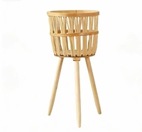 Panier de rangement vietnamien pour la décoration intérieure, support à plantes et pot de fleurs en bambou fait main – Sélection très prisée