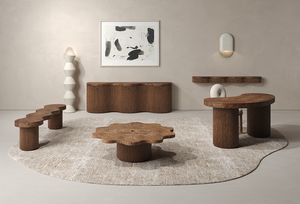 Fancy Design Modern Victorian Fluted Oak <strong>Wood</strong> <strong>Bench</strong> <strong>with</strong> Burl Top-Durable Entry School Apartment Bedroom <strong>Garden</strong> <strong>Bench</strong> - Product Image 5