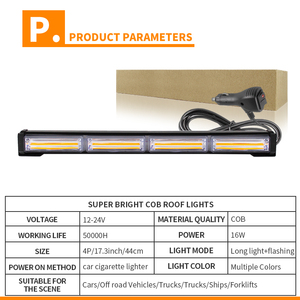 חדש 17 אינץ 'cob הוביל בר אור strobe בר אור ip65 עמיד למים גג תנועה חירום הברורה מהבהב אורות למשאיות כלי רכב - Product Image 5