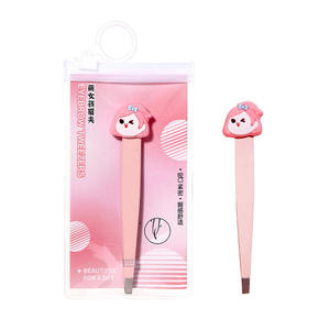 Pince à épiler pour sourcils LMLTOP Cute Girl, en acier inoxydable rose, pointe carrée pour une épilation précise - Product Image 4