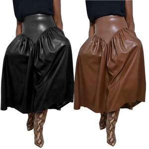 Plus Size Women's PU Leather Pocket Long <strong>Skirt</strong> - Product Image 2