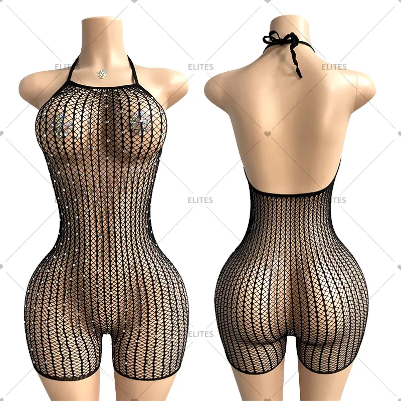 ELITES Fishnet Rhinestone Exotic Dancewear Review Party Mesh Rhinestone Stripper Outfits Dancewear Exotic