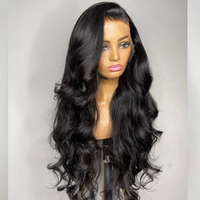Perruque en cheveux humains ondulés avec dentelle frontale sans colle, pré-épilée, 13x4 HD, transparente, pour femmes