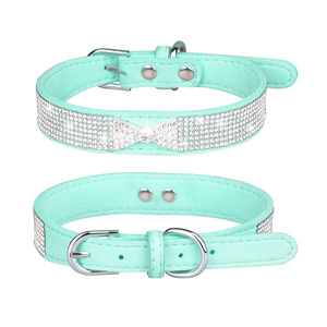 Collar para mascotas de lujo con diamantes de imitación brillantes, Collar para perro, Collar para gato con lazo, Correa cómoda para perro - Product Image 6