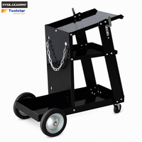 Chariot de soudage mobile avec trois étagères de rangement et chaîne latérale pour ateliers, chariot à fournitures de soudage