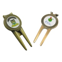 Nouvel Outil de Réparation de Divots de Golf Magnétique en Alliage de Zinc Métallique, Design Moderne Plaqué, Fourche à Gazon Rétractable avec Logo Personnalisé