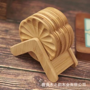 Juego de Posavasos de Bambú para Té Kung Fu, Forma Irregular, Antideslizante, de Madera Maciza, para Tazas de Café, para la Hora del Té - Product Image 1