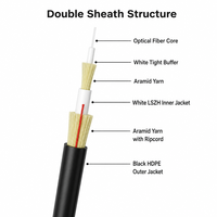 Kabel Serat Optik FTTH Indoor Outdoor Double Sheath 1FO 2FO 4FO G657A2 4.6mm 5.0mm 6.0mm 500m 1km