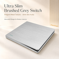 Interrupteur mural gris argenté standard britannique, 4 prises, 16A, ports USB Type-C et USB A, prise française EU pour usage industriel et hospitalier