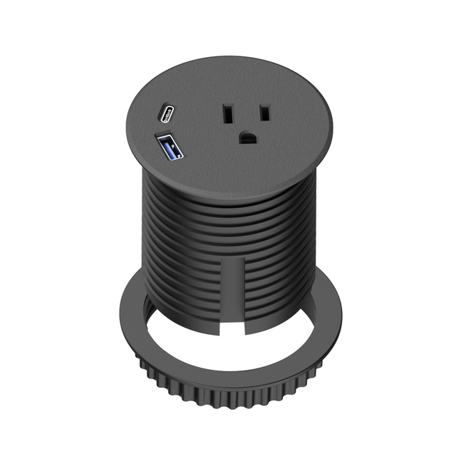 Wholesale Popular ABS Office Desk Grommet Power Socket 1 US Standard AC Outlet 2 USB Ports Built-in Tabletop Sofa Socket