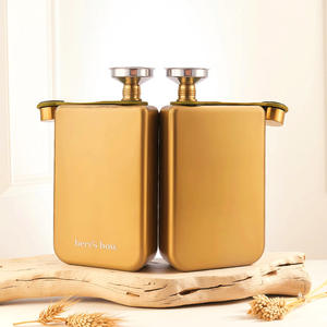 Gourde rectangulaire personnalisée avec logo, 9 oz, en acier inoxydable, style vintage vieilli, or mat et blanc crème, minimaliste, cadeau <span class=keywords><strong>de</strong></span> voyage - Product Image 2