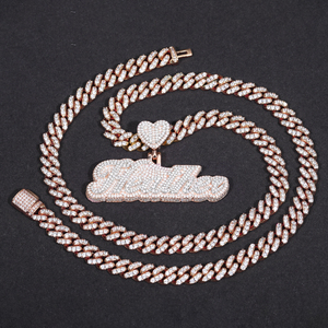 Collana con Ciondolo 3D Personalizzato Hip Hop, in Argento Sterling 925 con Diamanti Moissanite VVS Incassati, Ciondolo Lettera Personalizzata per Uomo e Donna - Product Image 2