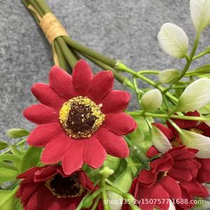 Bouquet de tournesols artificiels Qiye, fleurs en soie blanc laiteux et rouge, accessoires de photographie de mariage, style forêt - Product Image 4