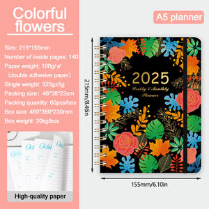 Wholesale New 2025 English Colorful <b>Spiral</b> Flower A5 High Quality Notepad Planner January to December Weekly Monthly <b>Notebook</b> - Product Image 6