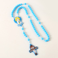 Collier de prière pour enfants avec croix et perles, chapelet brésilien, décorations pour la communion, les fêtes et Noël