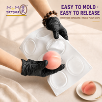 Moule en silicone 3D Tangba à 6 cavités en forme de pêche, qualité alimentaire, pour mousse, gâteau, chocolat, gelée, dessert, cuisson, personnalisable OEM, forme de fruit