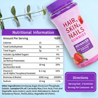 Gummies OEM pour Cheveux, Peau et Ongles avec Biotine, Vitamines C, E et A pour la Force des Cheveux, la Santé des Ongles et le Bien-être de la Peau