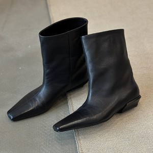 Botas de moda estilo coreano 2026, delgadas, con punta cuadrada y tacón de bloque, botines cortos sin cordones para mujer - Product Image 4