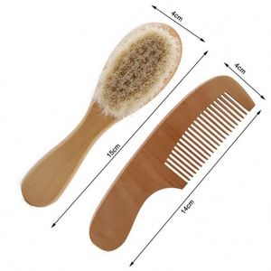 Ensemble brosse et peigne pour bébé en bois avec poils de chèvre naturels, OEM et ODM, pour le nettoyage des bébés - Product Image 4