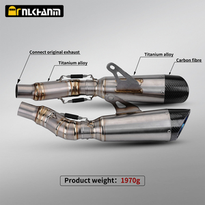 NlkHanm Silencieux de moto à enfiler Ninja <span class=keywords><strong>Z1000</strong></span> Z 1000 <span class=keywords><strong>SX</strong></span> 2010-2021 en alliage de titane et fibre de carbone avec raccord de tuyau intermédiaire - Product Image 2