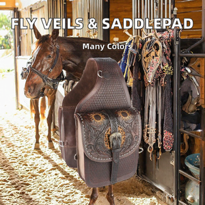 2026 Hot selling Brown <b>Leather</b> Western Saddle Bag Hand <b>Tooled</b> Floral Concho Saddle <b>Pouch</b> Trail Riding Gear - Product Image 2