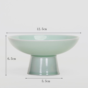 Assiette à fruits en céramique, céladon, ronde, sur pied, luxe, rétro, pour mariage, plat à collation - Product Image 3