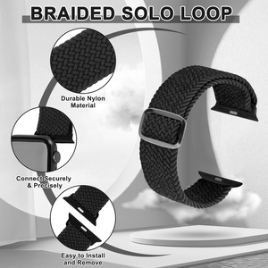 Bracelets de montre tressés pour <span class=keywords><strong>Apple</strong></span> <span class=keywords><strong>Watch</strong></span> Series 11 10 9 8 7 6 5 4 3 <span class=keywords><strong>SE</strong></span> Ultra 3 2 1 pour femmes et hommes, bracelet <span class=keywords><strong>Apple</strong></span> <span class=keywords><strong>Watch</strong></span> - Product Image 5