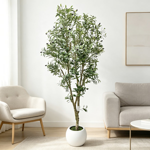 Arbre d'<span class=keywords><strong>olivier</strong></span> artificiel de luxe non éclairé de 2,1 m en pot, plante artificielle pour intérieur, extérieur, patio couvert, véranda, décoration - Product Image 1
