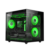 AntarcChill Mini Case Mid Tower Micro-ATX Gaming Computer Case Transparent Side Front Panel Cabinet Addressable RGB Fans