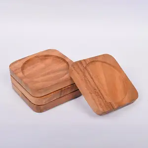 木质杯垫套装天然木质饮料杯垫套装保护表面免受污渍和划痕