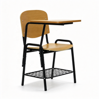 Chaise d'étudiant moderne en contreplaqué avec tablette d'écriture, cadre en acier et panier à livres sous la siège, idéale pour la salle de classe, l'étude et la lecture (vente en gros)