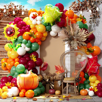 Kit d'arche de ballons en latex pour la récolte d'automne et Thanksgiving, couleurs Charbon, Orange, Vert Sauge, Marron, Orme, Gousse d'acorn, Citrouille, Tournesol, Décoration de fête en aluminium